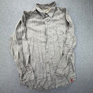 The North Face Mens XXL Gray Striped Modal Blend Long Sleeve Button Front Shirt